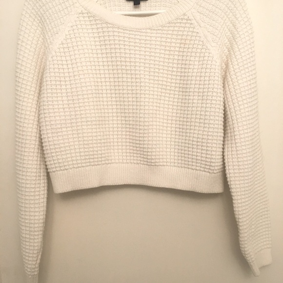Top Shop Waffle Knit White Crop Sweater - Picture 2 of 2